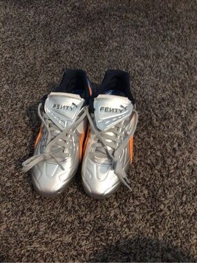 FENTY Women's Athletic Sneakers in Silver with Orange Accents